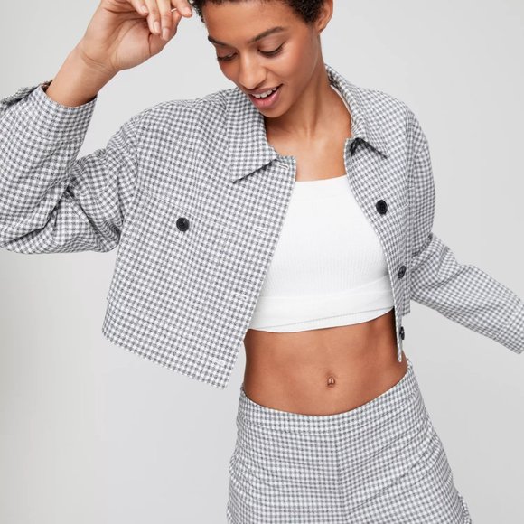 Aritzia Cropped Gingham Jacket - Picture 2 of 6